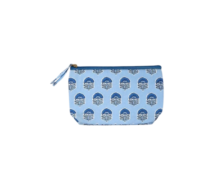 Blue Block Print Multipurpose Pouch