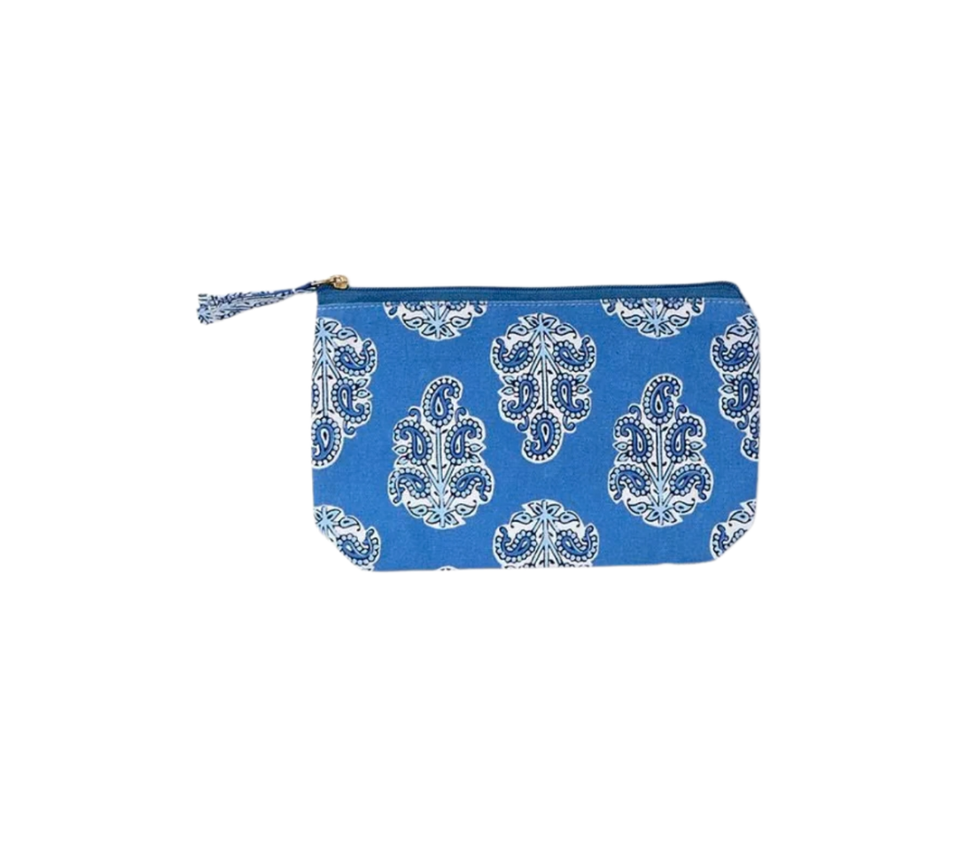 Blue Block Print Multipurpose Pouch