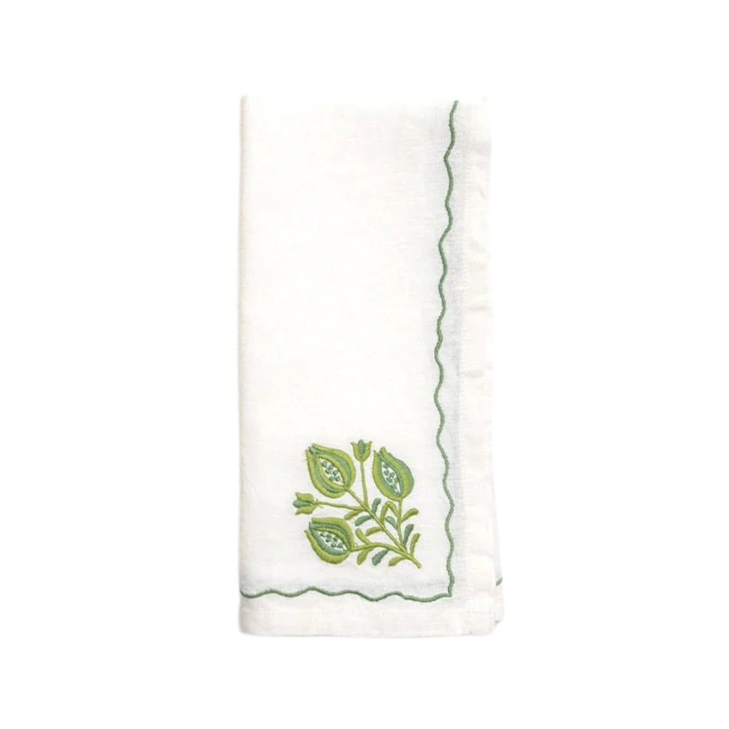 Pomegranate Trio Green Linen Napkin
