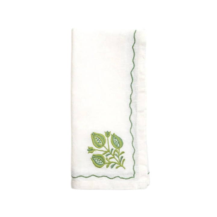 Pomegranate Trio Green Linen Napkin