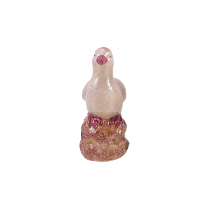 Hand-Painted Stoneware Pink Bird