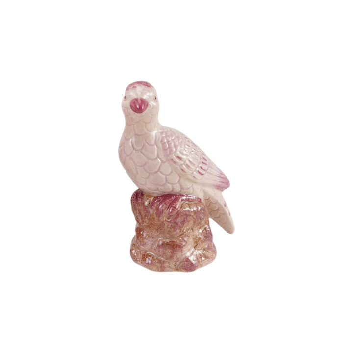 Hand-Painted Stoneware Pink Bird