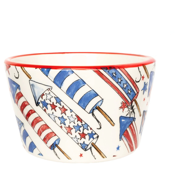 Patriotic Rockets Ceramic 14 oz Bowl & Spreader