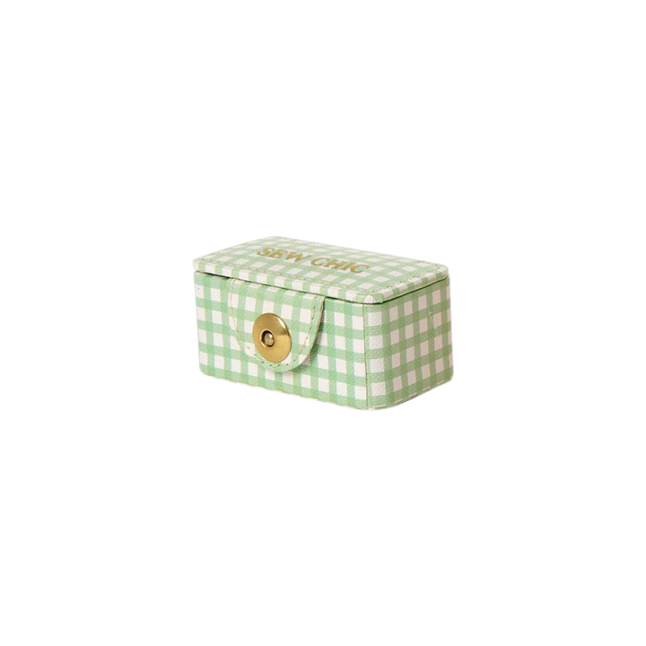 Sew Chic Gingham Printed Eco Leatherette Sewing Kit Box