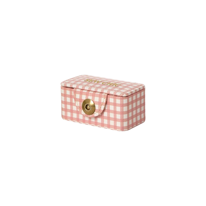Sew Chic Gingham Printed Eco Leatherette Sewing Kit Box