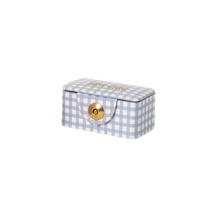 Sew Chic Gingham Printed Eco Leatherette Sewing Kit Box