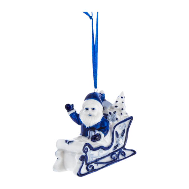 Kurt Adler Blue & White Santa Ornament