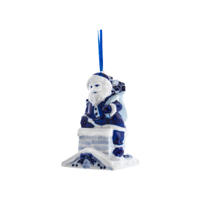 Kurt Adler Blue & White Santa Ornament