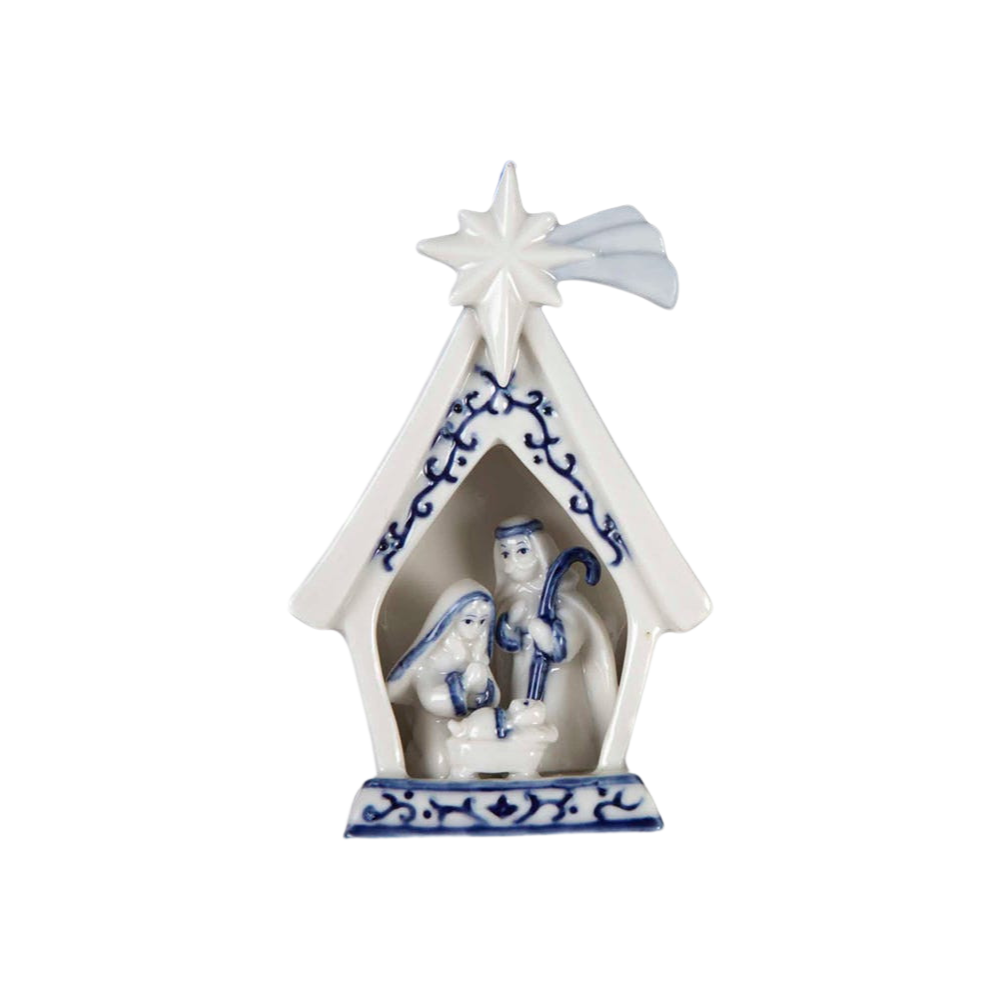 Kurt Adler Delft Blue Porcelain Holy Family Ornament