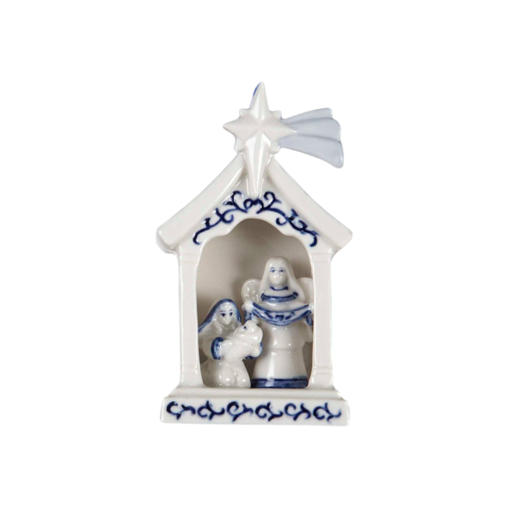Kurt Adler Delft Blue Porcelain Holy Family Ornament