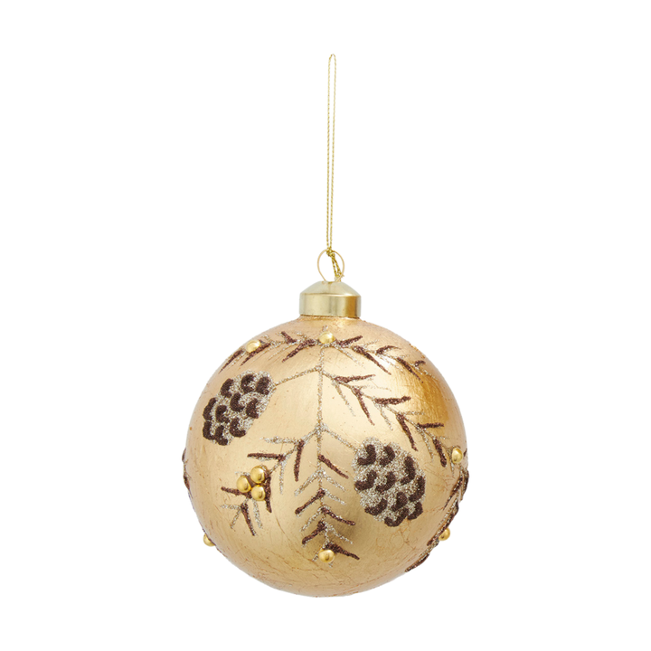 Kurt Adler Glass Gold with Pinecone & Branches Ornament
