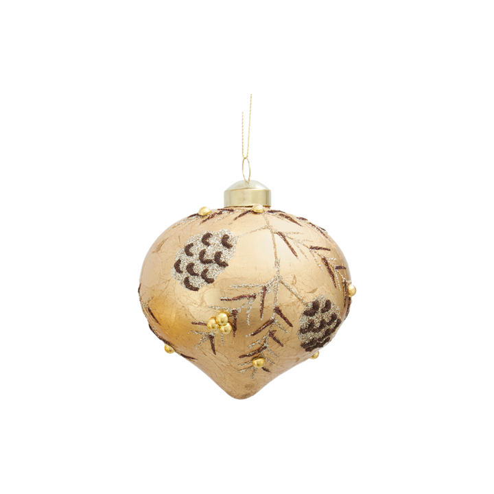 Kurt Adler Glass Gold with Pinecone & Branches Ornament