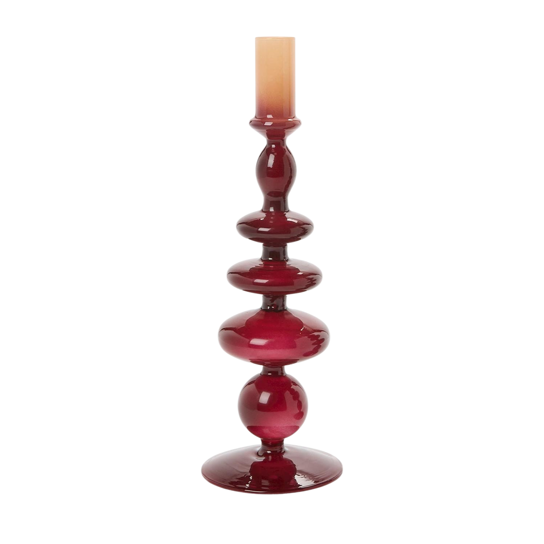 Hand-Blown Glass Tapered Candleholder