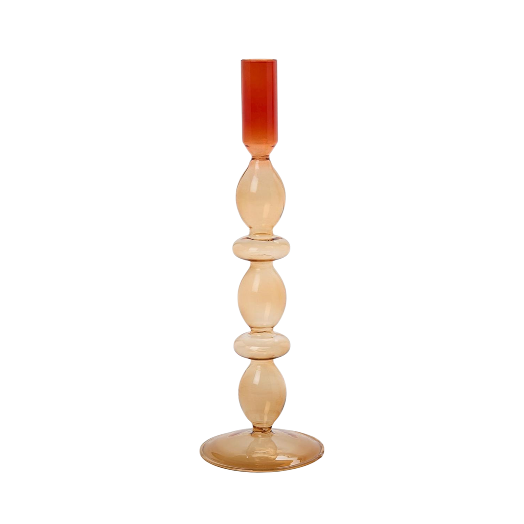 Hand-Blown Glass Tapered Candleholder