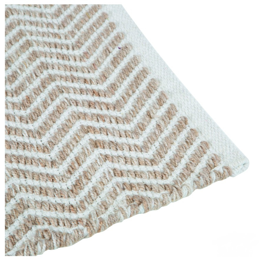 Avignon White and Beige Bath Mat