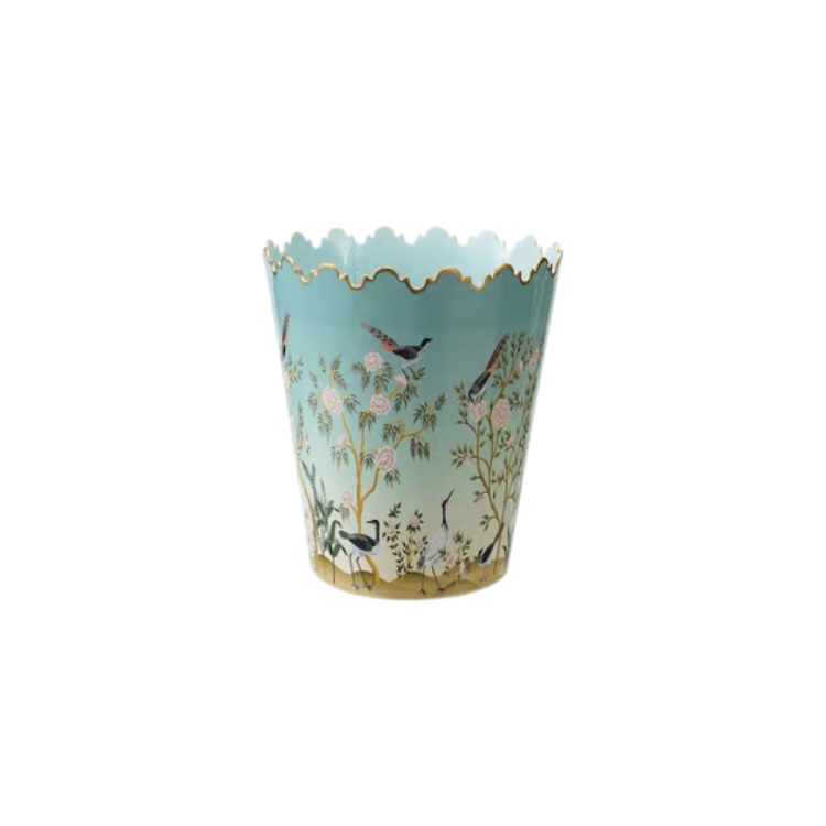 Hazel Mazel Metal Scalloped Bucket with Nature Scene