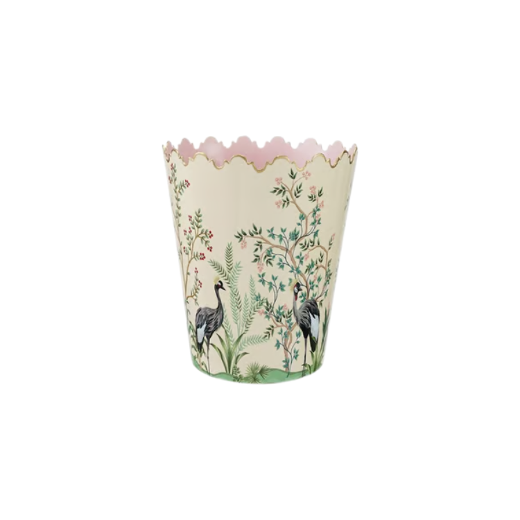 Hazel Mazel Metal Scalloped Bucket with Nature Scene