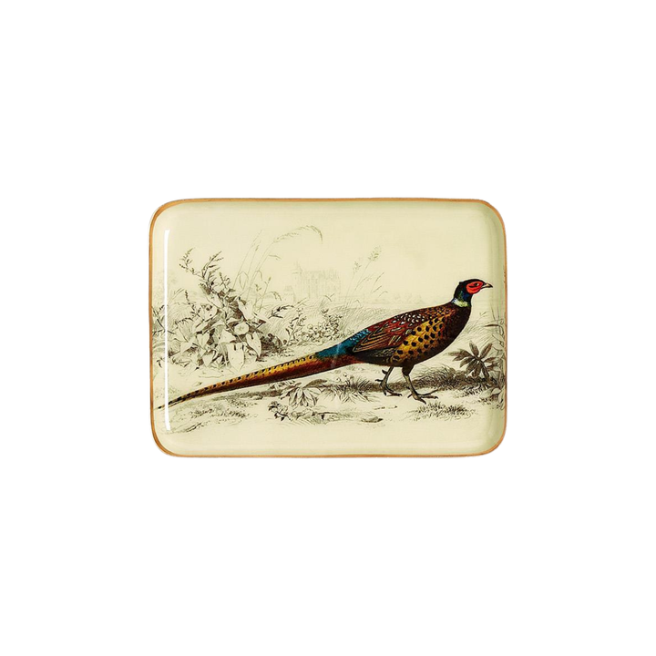 Pheasant Metal Trinket/Desk Tray