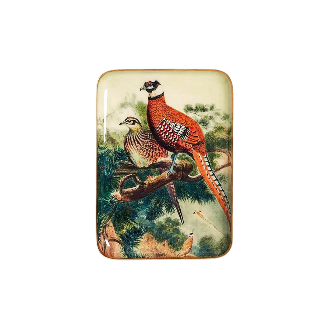 Pheasant Metal Trinket/Desk Tray