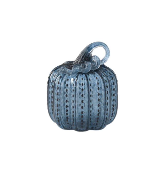 Speckled Blue Glass Pumpkin