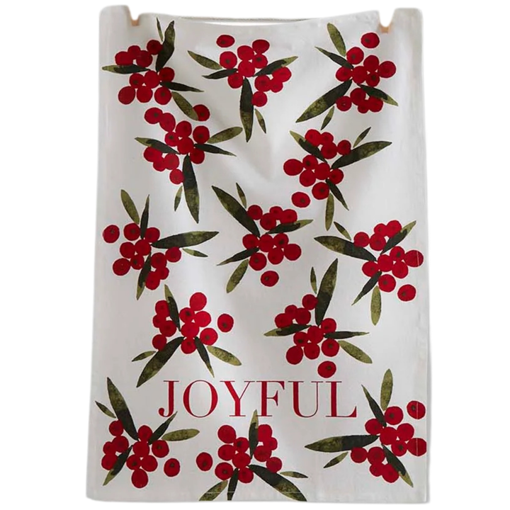 Merry, Cheer, or Joyful Cotton Dishtowel