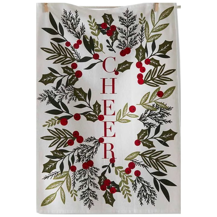 Merry, Cheer, or Joyful Cotton Dishtowel