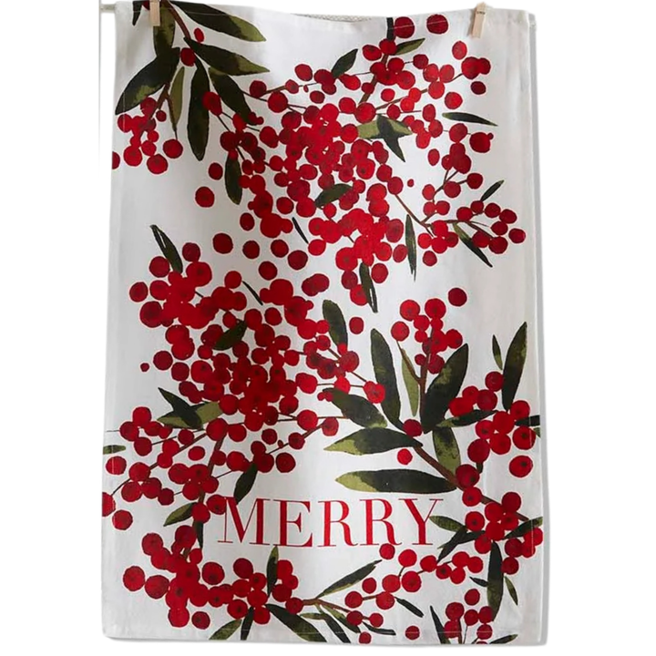 Merry, Cheer, or Joyful Cotton Dishtowel
