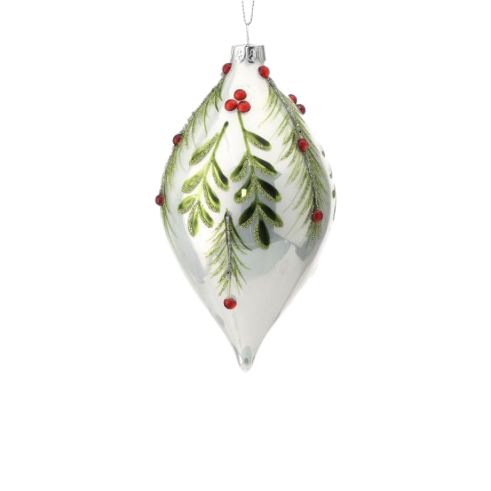 Glass Berry Pine Leaf Ornament