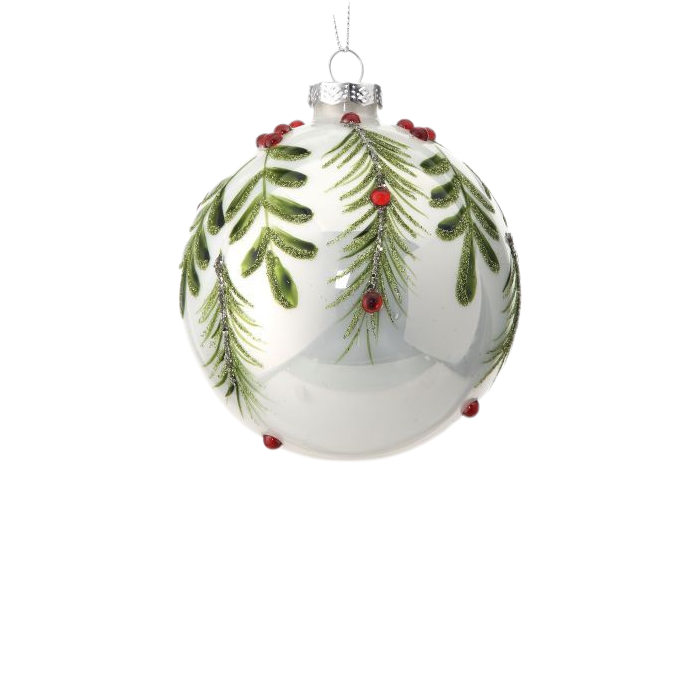 Glass Berry Pine Leaf Ornament
