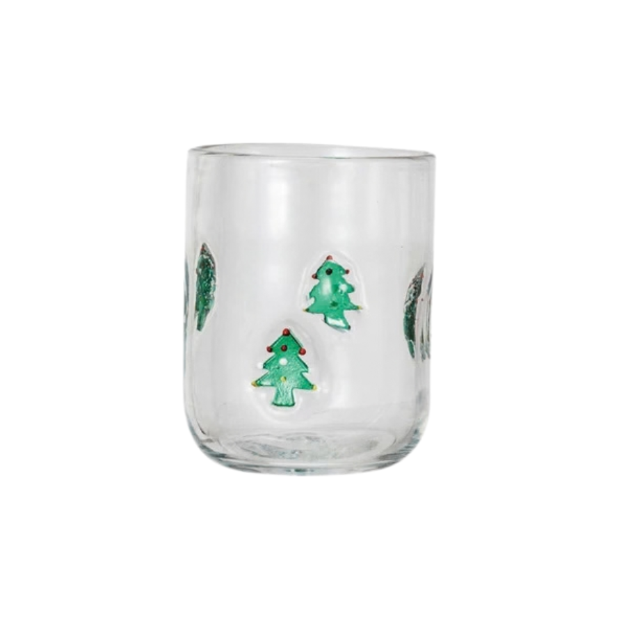 Drinking Glass with Embedded Holiday Icon Pattern