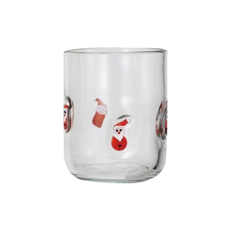 Drinking Glass with Embedded Holiday Icon Pattern