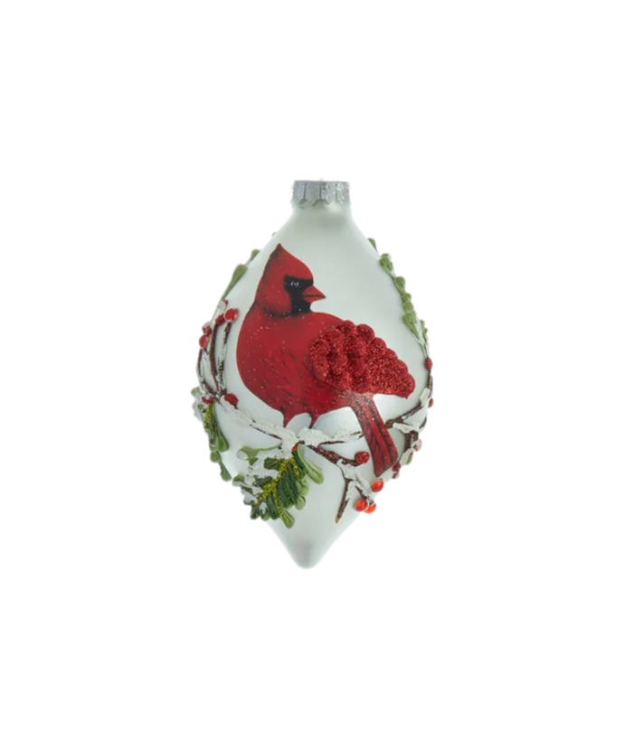 Kurt Adler Cardinal Pattern Glass Ornament