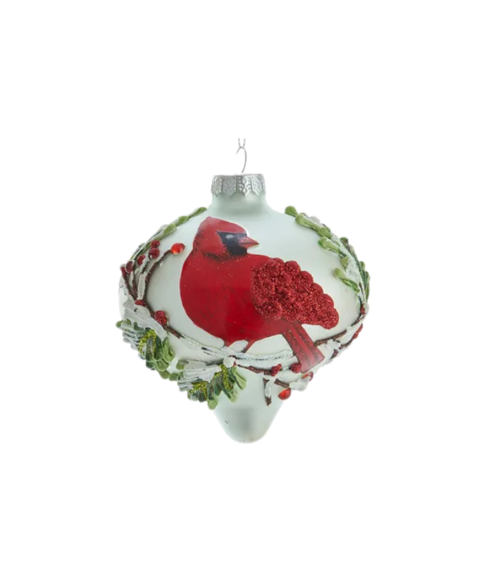 Kurt Adler Cardinal Pattern Glass Ornament
