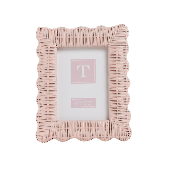 Pink Wicker Woven Photo Frame