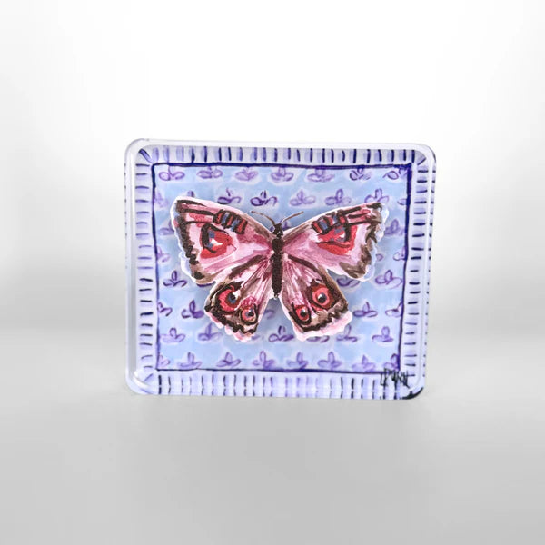 Lauren Dunn Purple Butterfly on Fleur De Lis Block