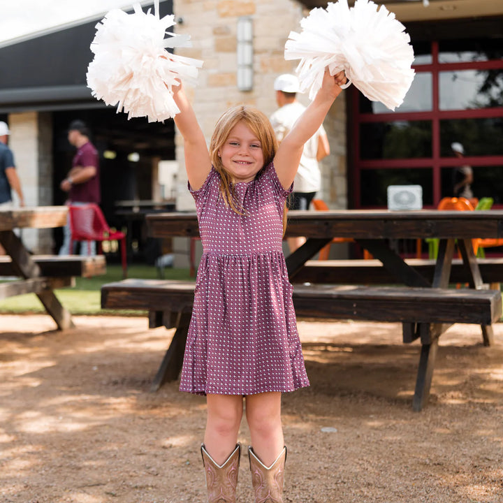 Burlebo Kid's Texas Maroon and Grey Moxie Dress