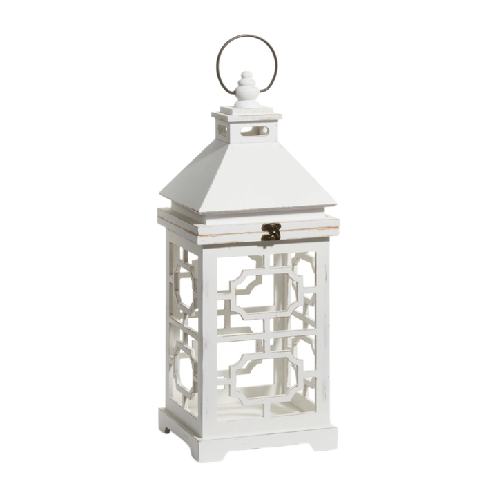White Geometric Panel Lantern