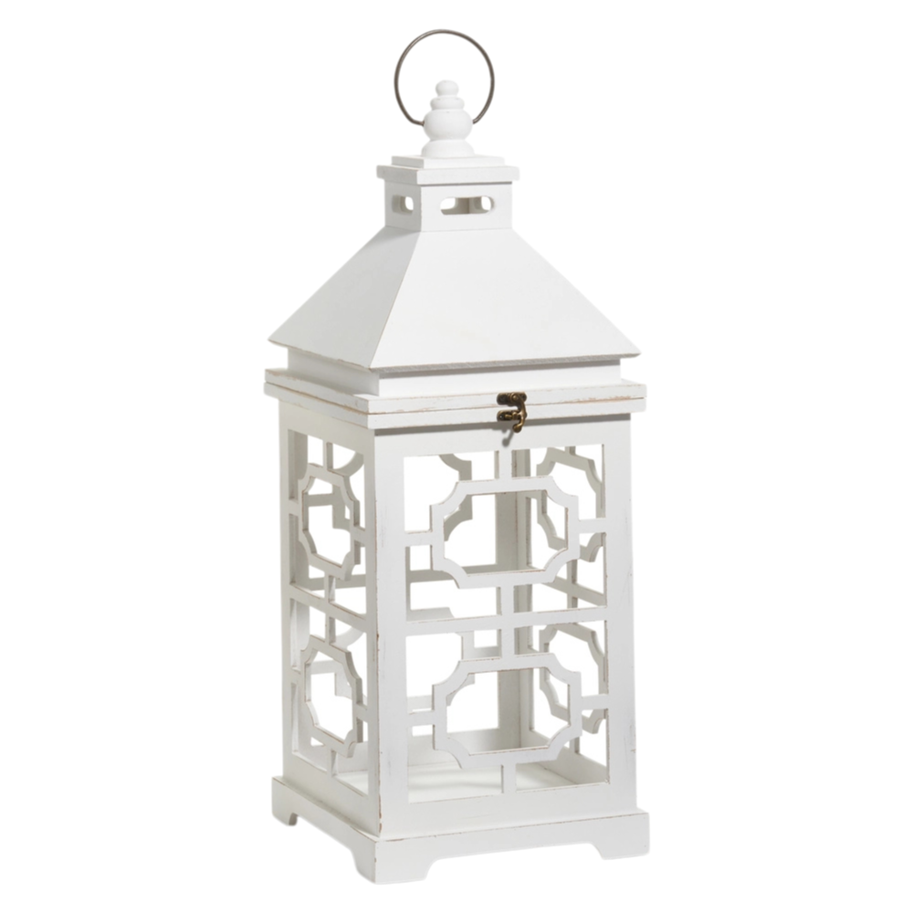White Geometric Panel Lantern