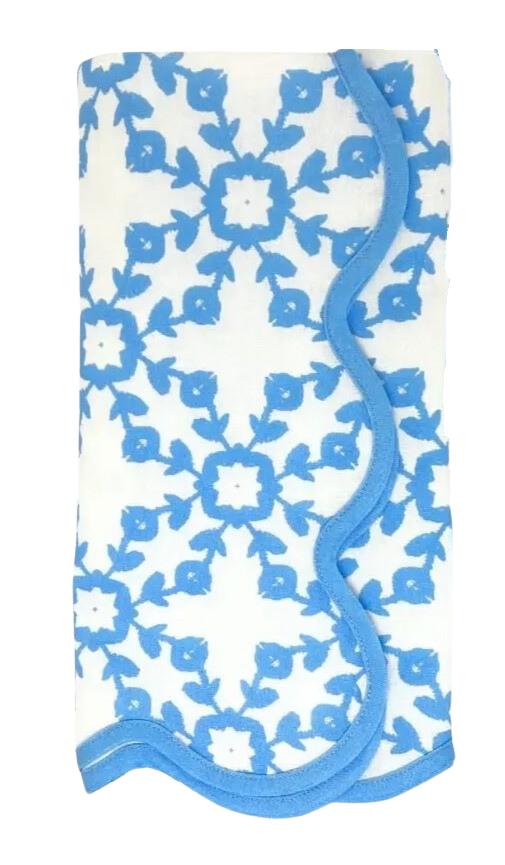 Laura Park Designs Highlands Blue Scalloped Dinner Napkins