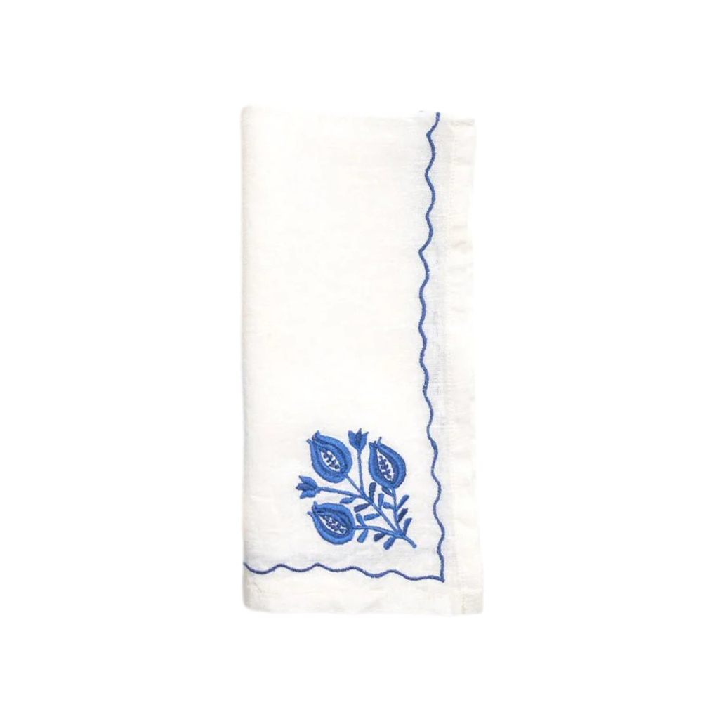 Pomegranate Trio Cobalt Linen Napkin