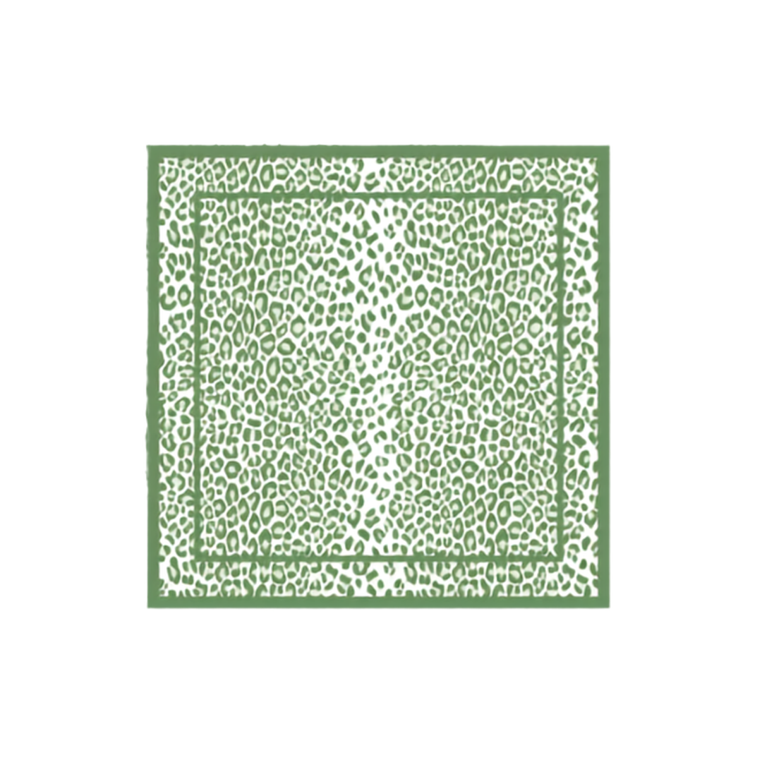 Beatriz Ball Green & White Linen Leopard Napkin