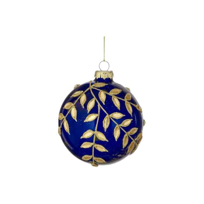 Dark Blue Glass Jeweled Ornament