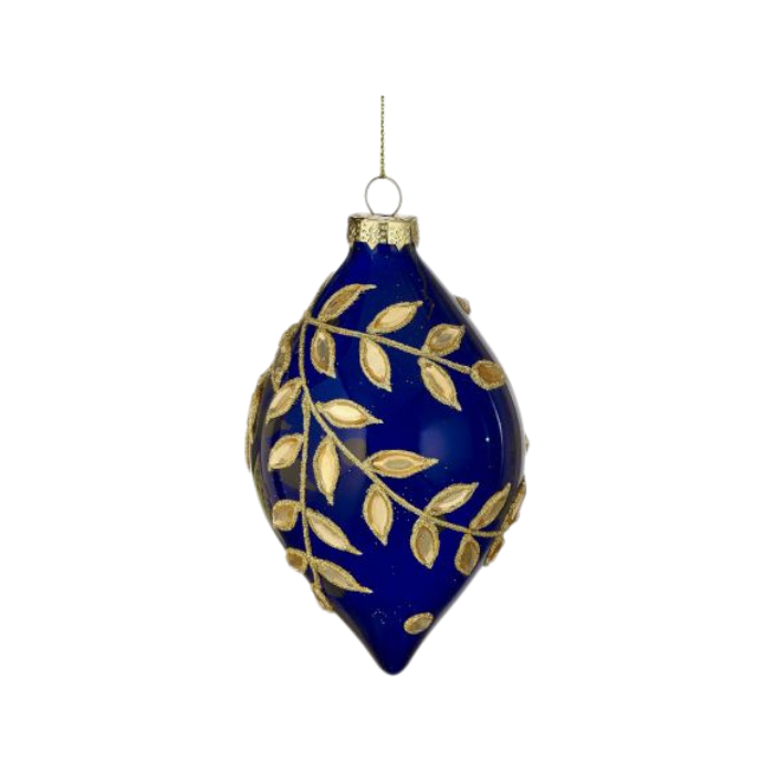 Dark Blue Glass Jeweled Ornament