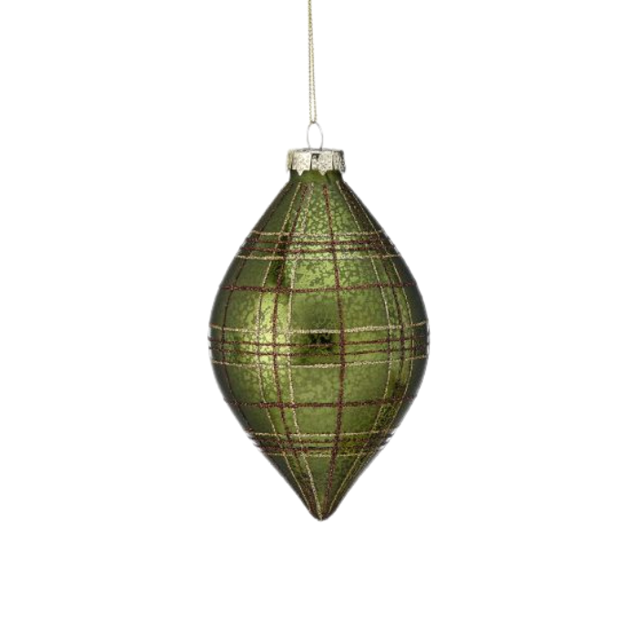 Green and Brown Plaid Glitter Ornament