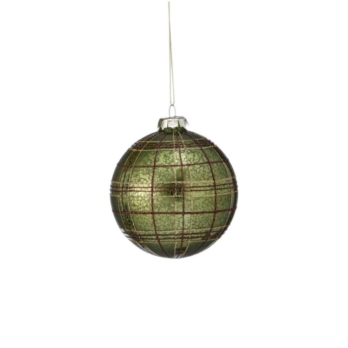 Green and Brown Plaid Glitter Ornament