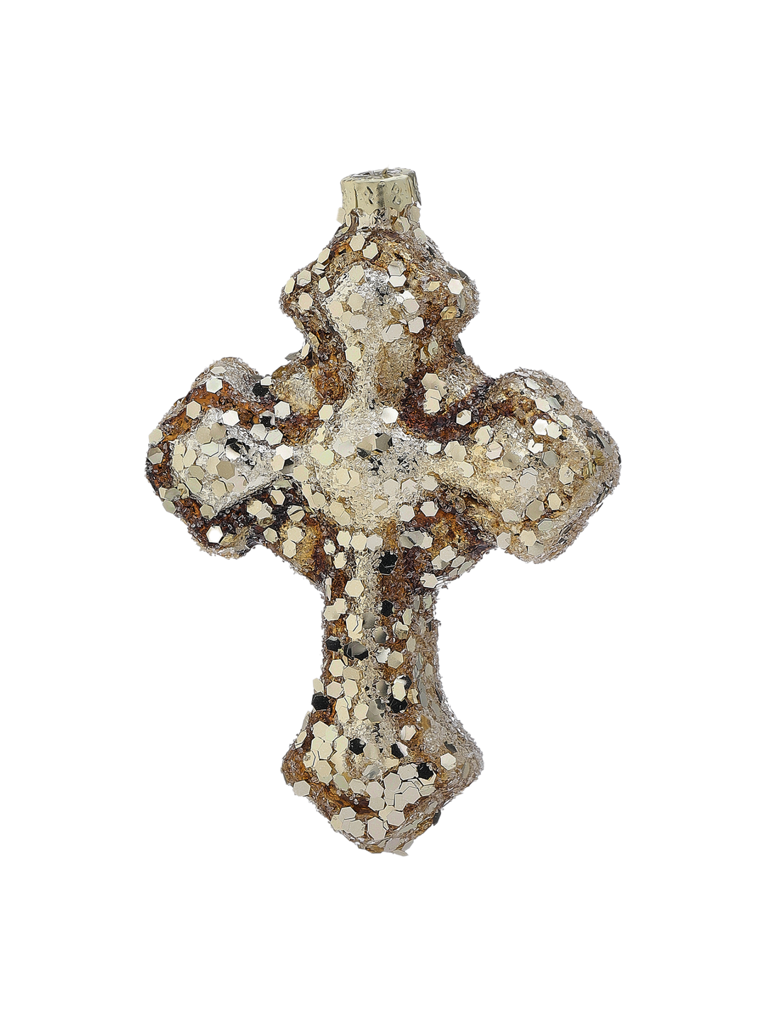 Antique Glitter Cross Ornament
