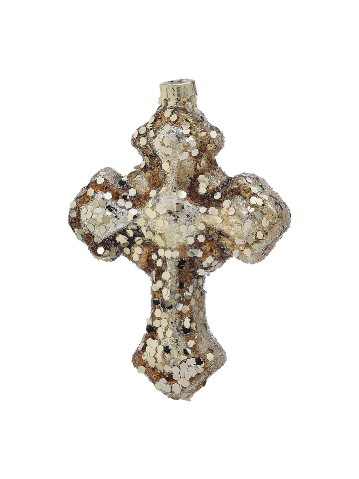 Antique Glitter Cross Ornament