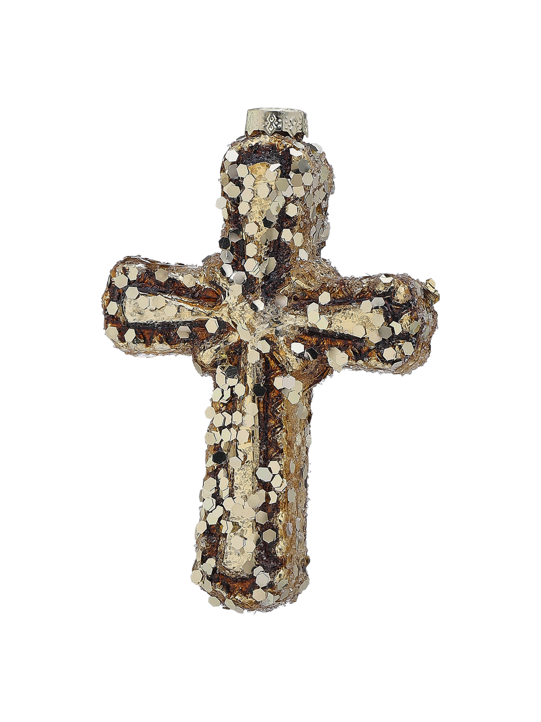 Antique Glitter Cross Ornament