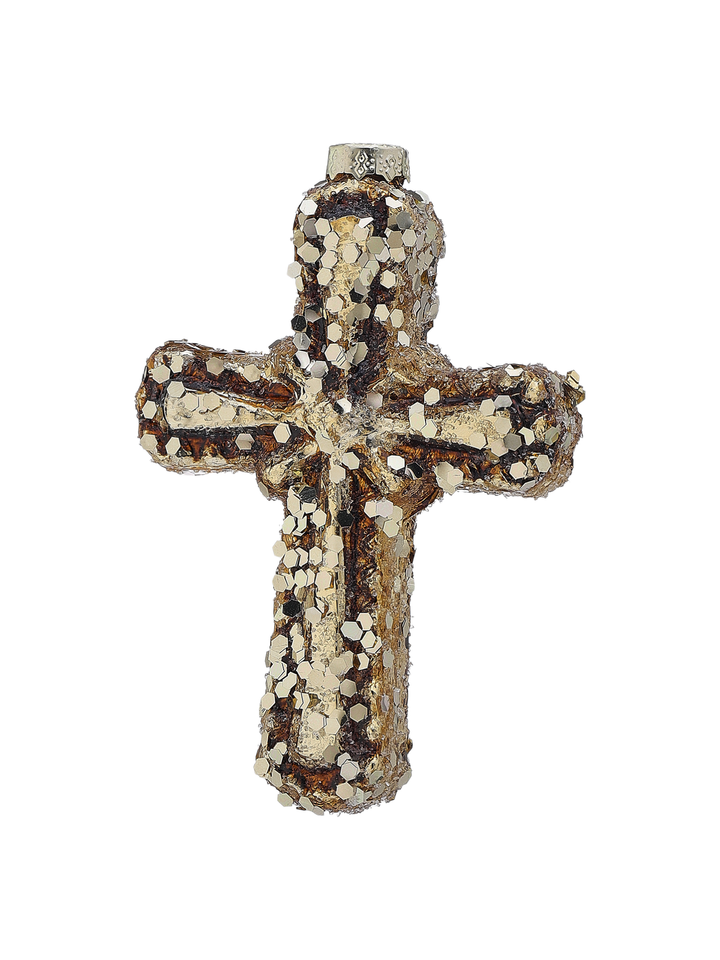 Antique Glitter Cross Ornament