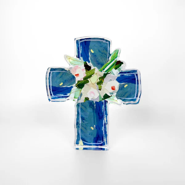 Lauren Dunn Blue Confetti Acrylic Cross